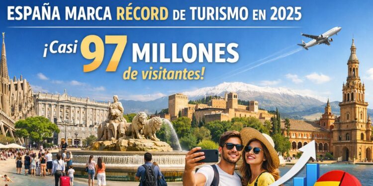 España bate récord histórico de turismo en 2025 con casi 97 millones de visitantes
