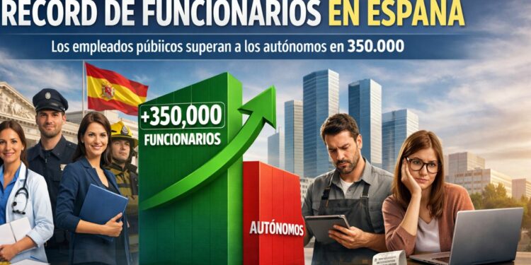 Récord de funcionarios en España y caída de autónomos